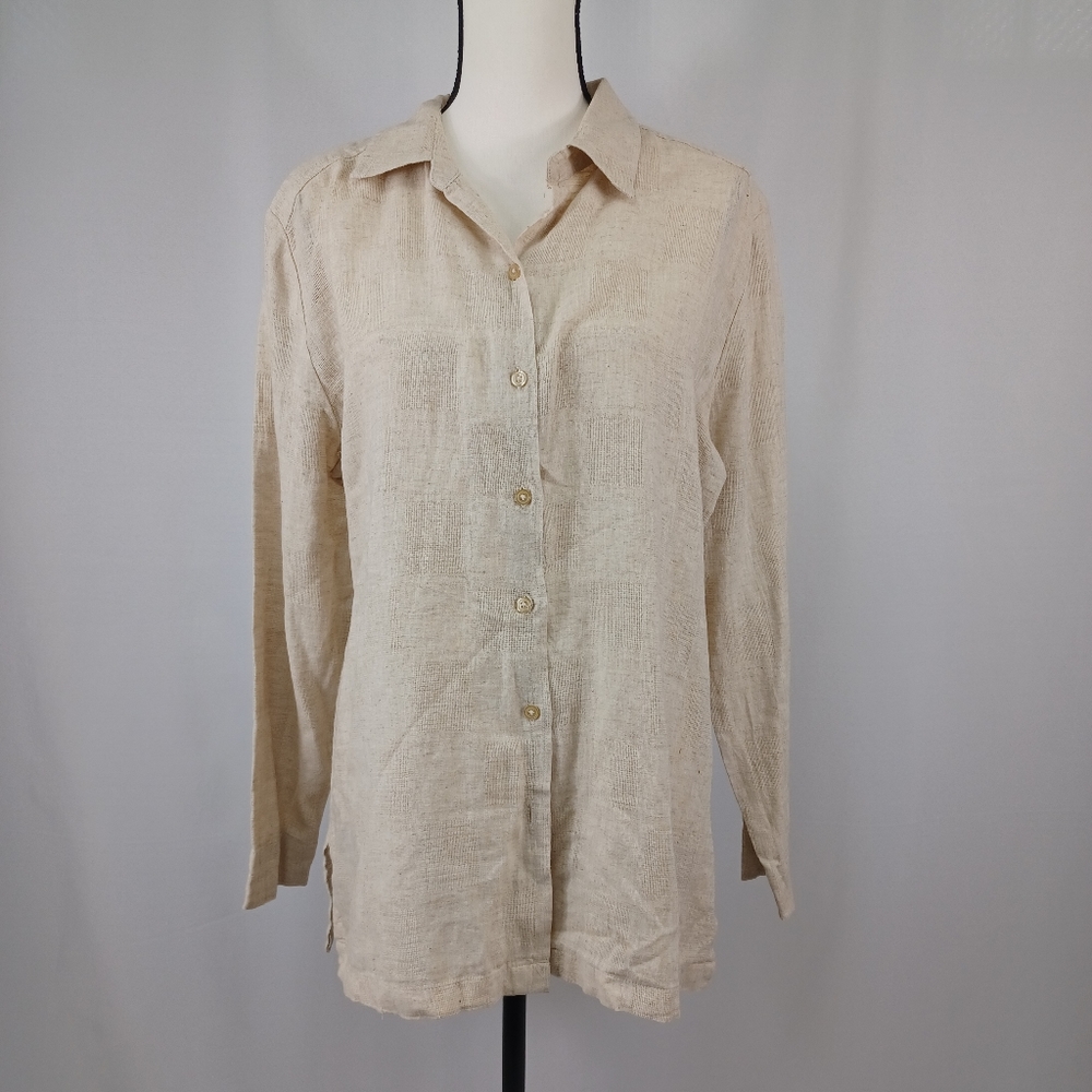 ⭐️2/$25 Classic Elements Linen Cotton Button Down Long Shirt